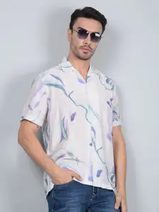 Crimsoune Club Men Classic Fit Cuban Collar Abstract Printed Cotton Casual Shirt