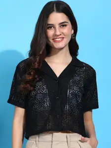 Funday Fashion Women Regular Fit Cuban Collar Solid Casual Shirt