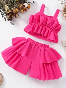 INCLUD Girls Square Neck Top With Shorts