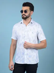 Crimsoune Club Men Classic Fit Spread Collar Floral Printed Cotton Casual Shirt