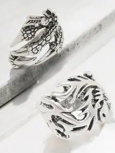 The Roadster Lifestyle Co. Men Set Of 2 Stainless Steel Claws Design Finger Rings