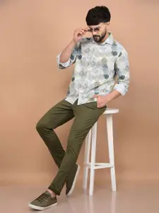 Crimsoune Club Men Classic Slim Fit Abstract Printed Casual Shirt