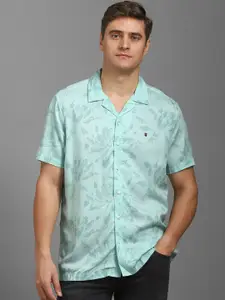 Louis Philippe Jeans Men Slim Fit Cuban Collar Floral Printed Cotton Casual Shirt