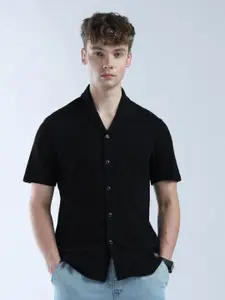 Flying Machine Men Classic Regular Fit Spread Collar Solid Cotton Casual Shirt