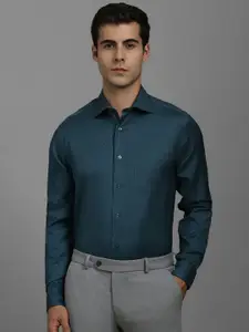 Louis Philippe Men Classic Slim Fit Spread Collar Textured Cotton Formal Shirt