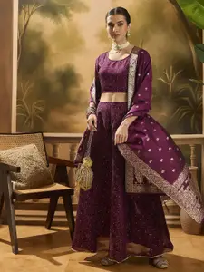 Sangria Woven Design Lehenga With Choli & Dupatta