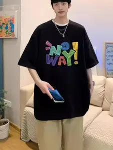 StyleCast Men Typography Printed Round Neck Cotton Oversized T-shirt