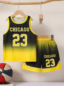 INCLUD Boys Varsity Printed Round Neck T-shirt With Shorts