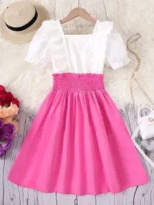 INCLUD Girls Puff Sleeve Fit & Flare Dress