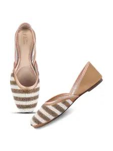 JM Looks Fashion Flat Embellished Square Toe Mojaris with Comfortable Sole For Girls