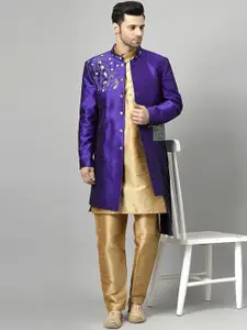Utsav Fashion Embroidered Sherwani & Pant With Kurta Set