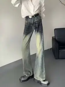 StyleCast Men Urban Slim Heavy Fade Wide Leg Retro Denims Jeans