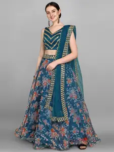 BAESD Floral Printed Semi-Stitched Lehenga & Unstitched Blouse With Dupatta