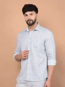 Crimsoune Club Men Classic Fit Spread Collar Floral Printed Cotton Casual Shirt