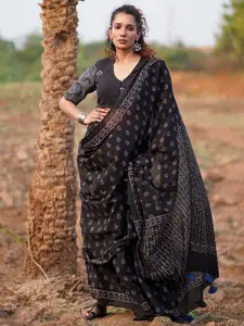 Chidiyaa WWB Quiet Shore Block Printed Cotton Saree