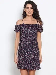 MARC LOUIS Women Floral Printed A-Line Cotton Dress
