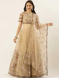 BAESD Embroidered Sequinned Semi-Stitched Lehenga & Unstitched Blouse With Dupatta