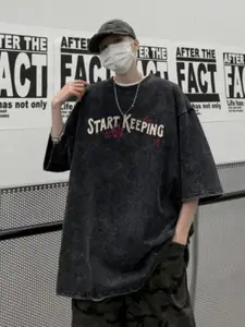 StyleCast Typography Printed Round Neck Extended Sleeves Regular Fit T-shirt