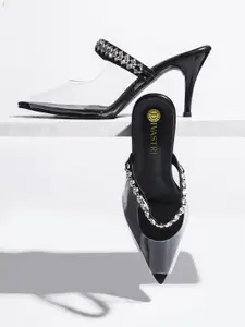 DIVASTRI Women Embellished Peep Toe Stiletto Heel Sandals