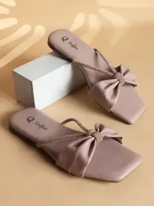 Ladies Hub Women Embellished Open Toe Strap Lightweight Flats