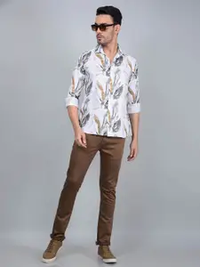 Crimsoune Club Men Floral Printed Classic Slim Fit Casual Shirt