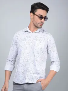 Crimsoune Club Men Classic Fit Spread Collar Abstract Printed Cotton Casual Shirt