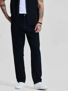 Snitch Men Black Baggy Fit Mid-Rise Dark Shade Jeans