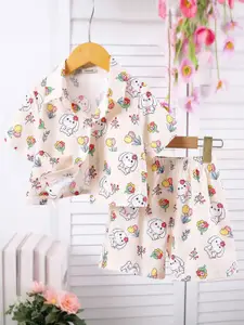 INCLUD Girls Cartoon Printed Shirt With Shorts