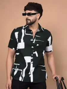 Crimsoune Club Men Abstract Printed Classic Slim Fit Cotton Casual Shirt