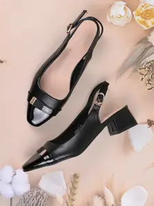 Jove Women Square Neck Block Heel Mules