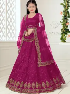 BAESD Girls Embroidered Zari Work Semi-Stitched Lehenga & Unstitched Blouse With Dupatta