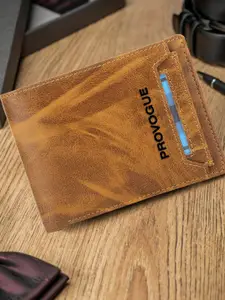 Provogue Men Typography Striped PU Two Fold Wallet