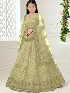 BAESD Girls Embroidered Semi-Stitched Lehenga & Unstitched Blouse With Dupatta