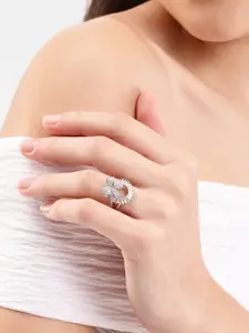 DressBerry Stone Studed Bow-Shaped Finger Ring