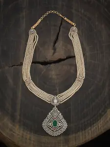 Kushal's Fashion Jewellery Copper Gold-Plated Cubic Zirconia Studded & Beaded Necklace