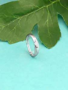 GIVA 925 Sterling Silver Rhodium Plated Cubic Zircon Studded True Love Adjustable Ring