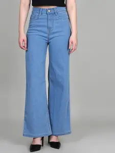 ADBUCKS Women Wide Leg High-Rise Stretchable Jeans