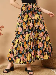 OTABU Floral Printed A-Line Pleated Maxi Skirt