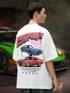 PRONK Graphic Printed Round Neck Oversized Cotton T-shirt