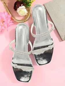 Denill Women Synthetic Embellished Open Toe Block Sandals