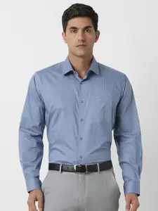 Van Heusen Men Regular Fit Spread Collar Geometric Printed Cotton Formal Shirt