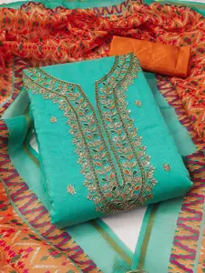 HMP Fashion Floral Embroidered Sequinned Unstitched Dress Material