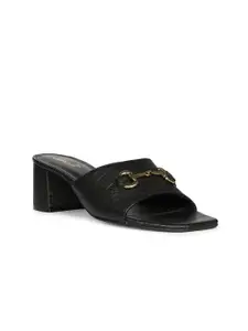 Saint G Women Leather Block Sandals With Buckle