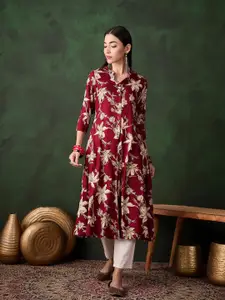 Sangria Women Floral Printed A-Line Kurta