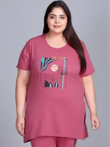 IN Love Women Printed Plus Size Cotton Lounge T-shirts