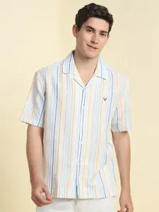 Allen Solly Men Relaxed Fit Cuban Collar Vertical Striped Casual Shirt