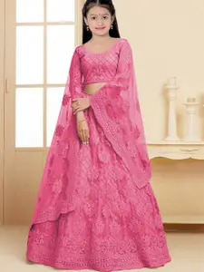 BAESD Girls Embroidered Thread Work Semi-Stitched Lehenga & Unstitched Blouse With Dupatta