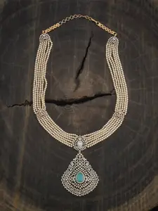 Kushal's Fashion Jewellery Gold-Plated Cubic Zirconia Studded & Beaded Necklace
