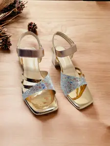 FABBMATE Women Embellished Open Toe Block Heels