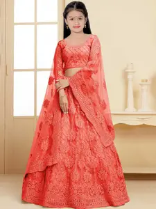 BAESD Girls Embroidered Thread Work Semi-Stitched Lehenga & Unstitched Blouse With Dupatta